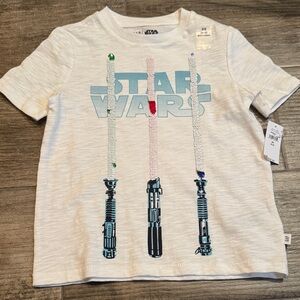 GAP Kids White Star Wars Tee with Lightsaber Print